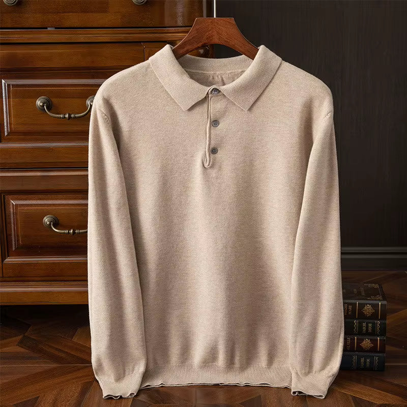 Soft Cashmere Sweater Men'S Clothing Tops Autumn Winter Male Business Casual Polo Collar Knitted Pullover Spring