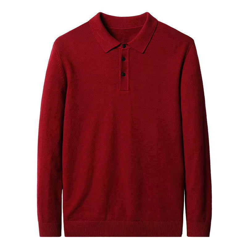 Soft Cashmere Sweater Men'S Clothing Tops Autumn Winter Male Business Casual Polo Collar Knitted Pullover Spring