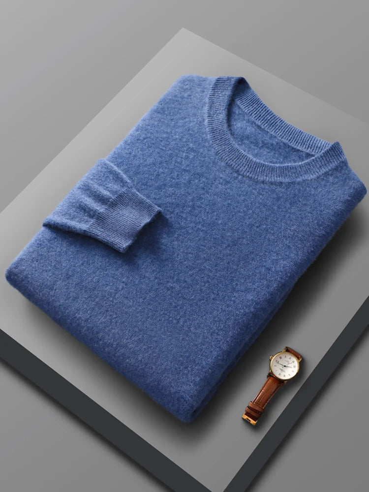 100% Merino Wool Pullover Sweater Men O-Neck Long Sleeve Cashmere Knitwear Pullover Female Clothing Grace Tops