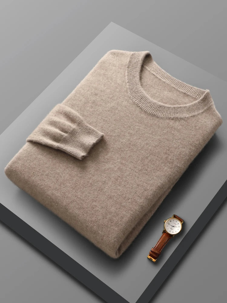 100% Merino Wool Pullover Sweater Men O-Neck Long Sleeve Cashmere Knitwear Pullover Female Clothing Grace Tops