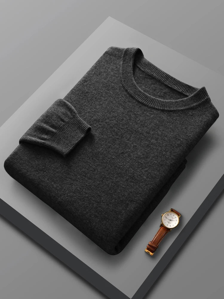 100% Merino Wool Pullover Sweater Men O-Neck Long Sleeve Cashmere Knitwear Pullover Female Clothing Grace Tops