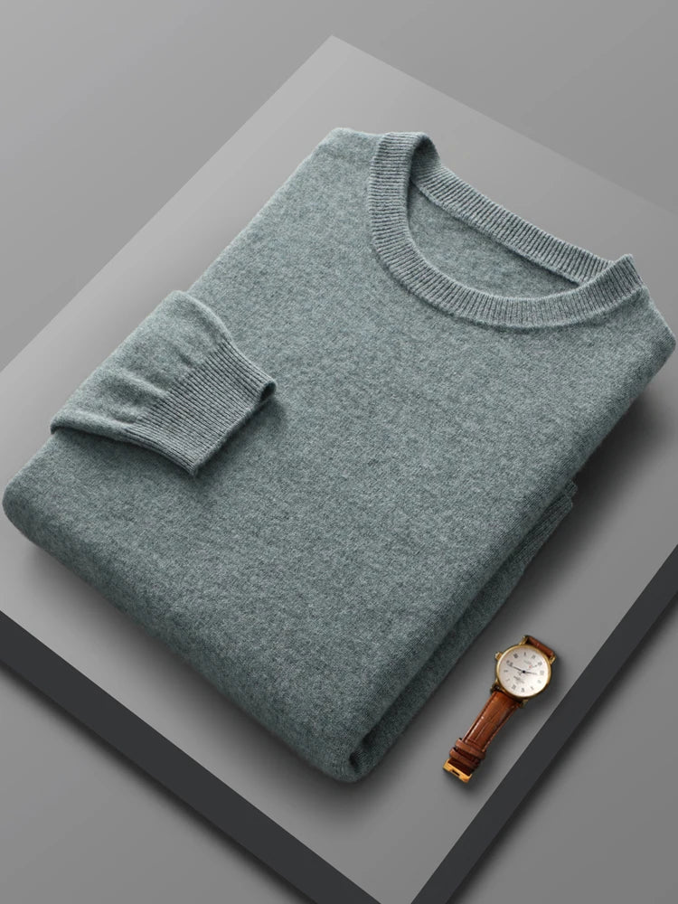 100% Merino Wool Pullover Sweater Men O-Neck Long Sleeve Cashmere Knitwear Pullover Female Clothing Grace Tops