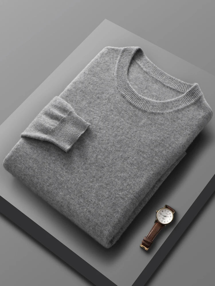 100% Merino Wool Pullover Sweater Men O-Neck Long Sleeve Cashmere Knitwear Pullover Female Clothing Grace Tops