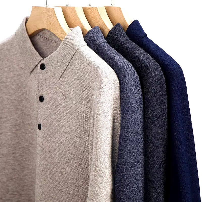 Soft Cashmere Sweater Men'S Clothing Tops Autumn Winter Male Business Casual Polo Collar Knitted Pullover Spring